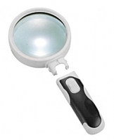 Лупа ручная круглая 5x-90мм с подсветкой (2 LED, черно-белая) 77390B